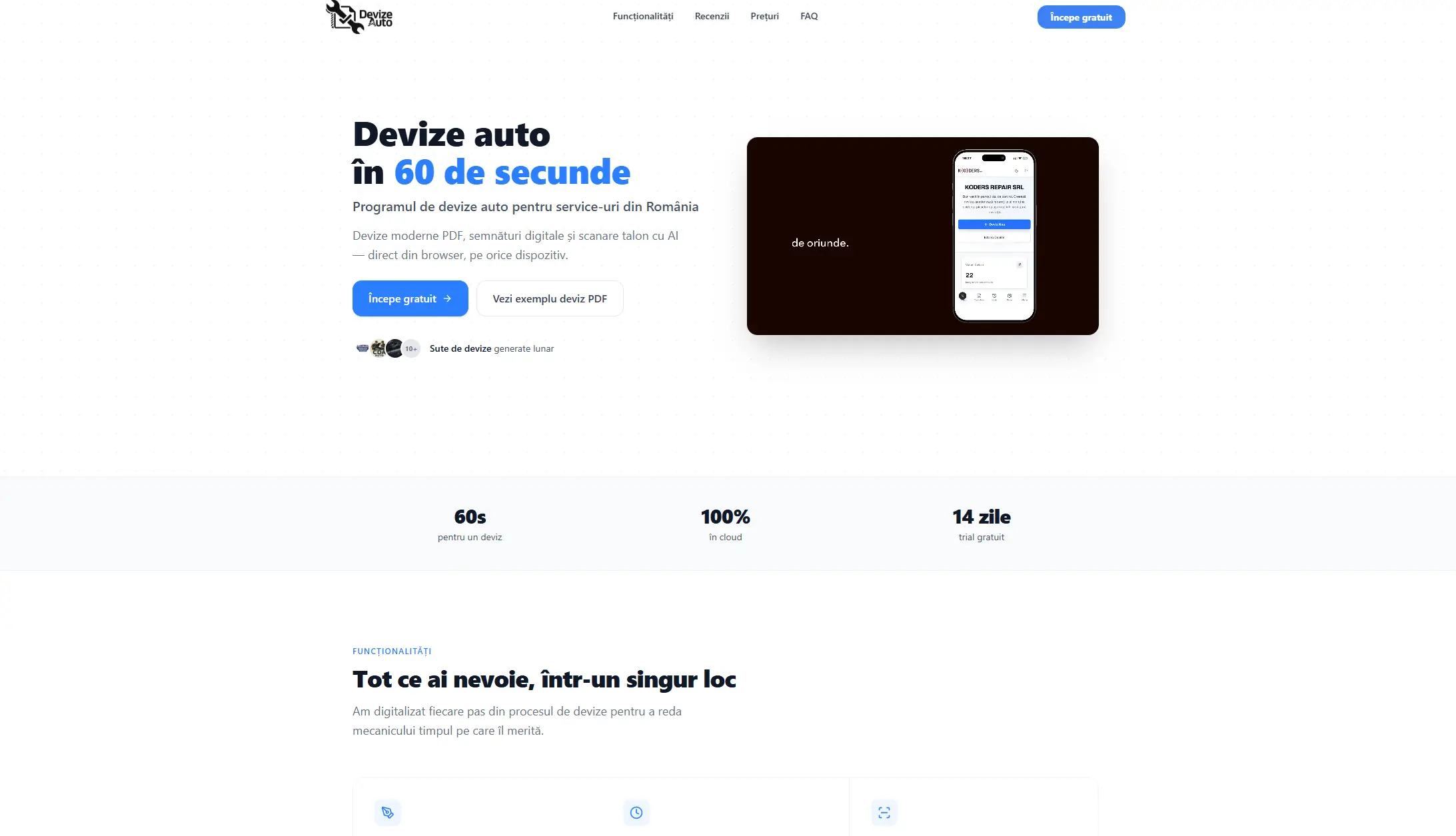 Dashboard Devize Auto — software cloud pentru service-uri auto